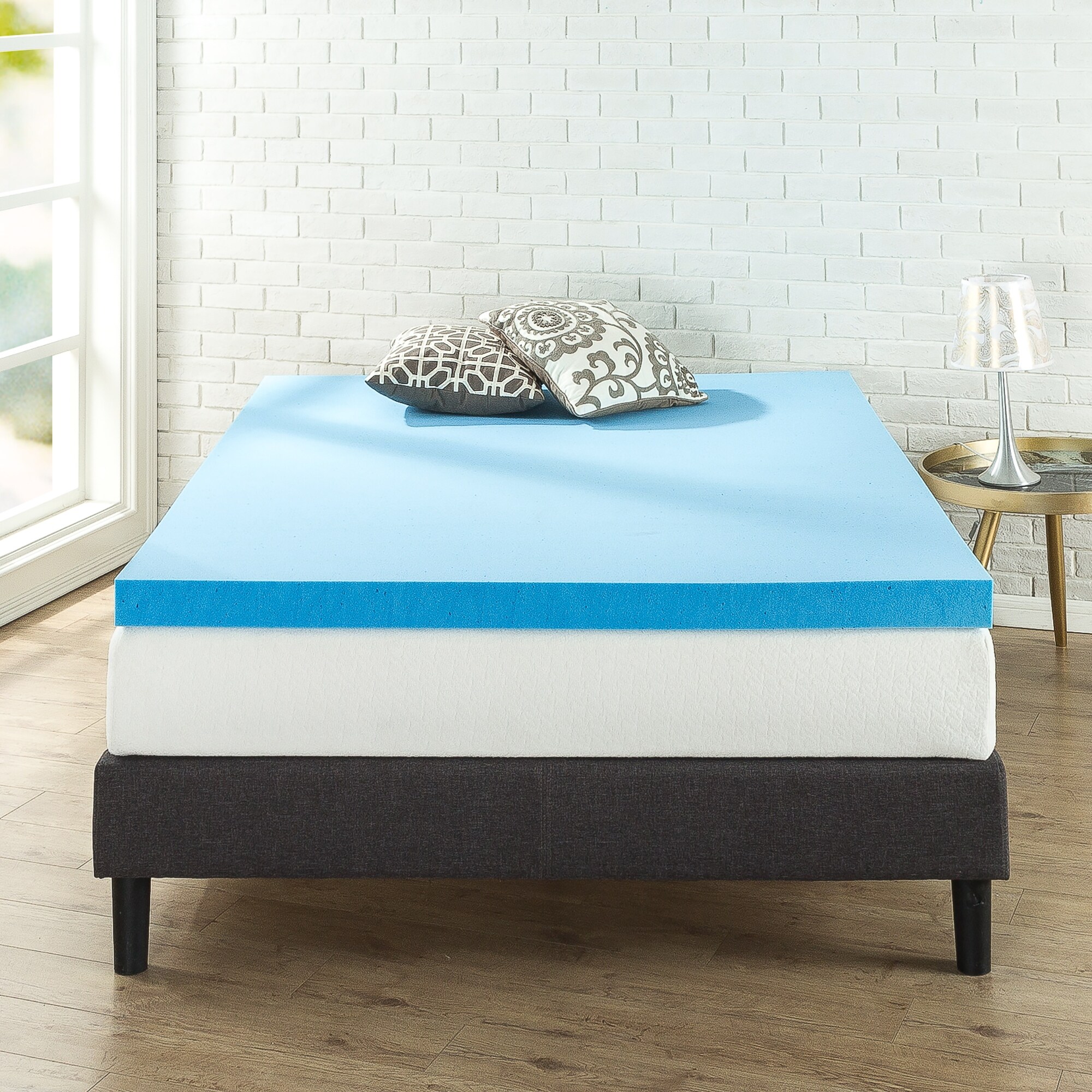 3'' Green Tea infused Memory Foam Mattress Topper with Cover Twin Queen Dorm 
