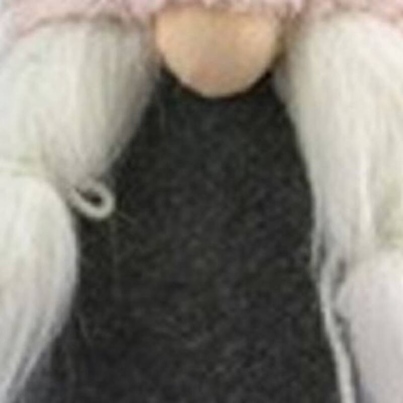 HomeRoots 20" Gray and Pink Fabric Bunny Ears Sitting Gnome - 5.12' X '20.1' X '7.1
