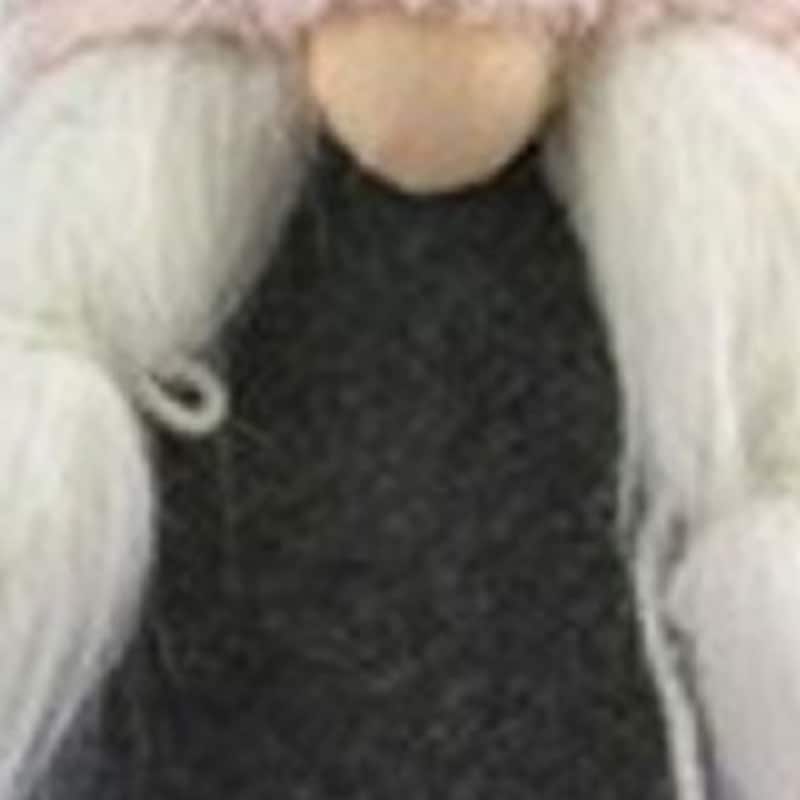 HomeRoots 20" Gray and Pink Fabric Bunny Ears Sitting Gnome - 5.12' X '20.1' X '7.1