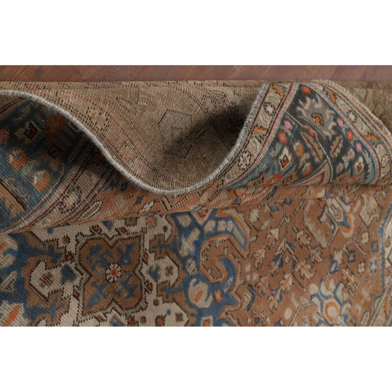 Brown Tabriz Persian Area Rug Hand-Knotted Geometric Wool Carpet - 6'5"x 9'8"