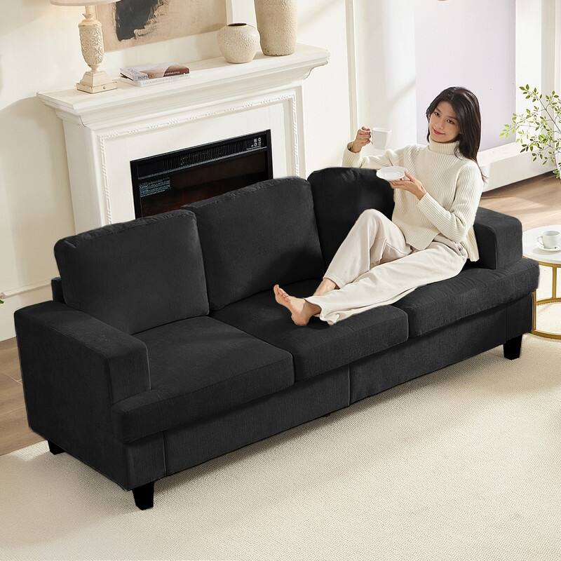 Mixoy W82" Chenille Straight Sectional Sofa,Cloud Sleeper Comfy Upholstered 3-Seater Sofa Couch
