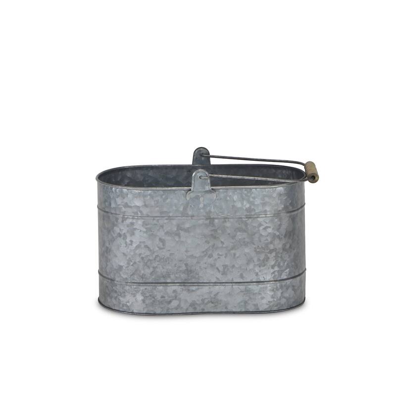 HomeRoots 12" Gray Galvanized Steel Bucket