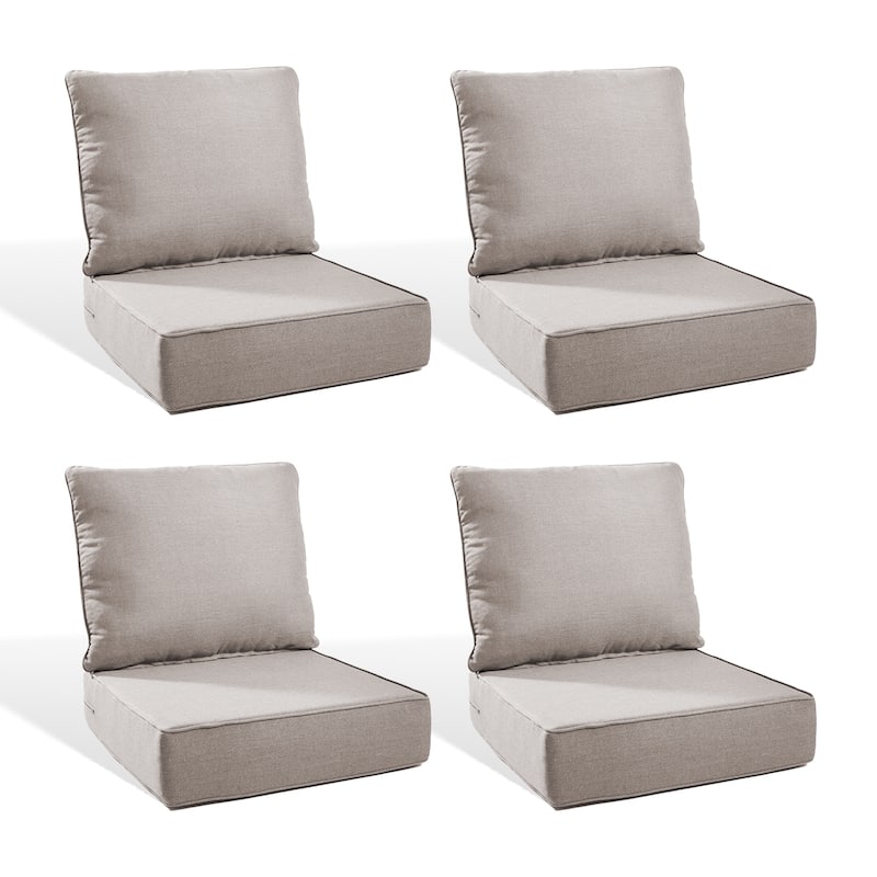 Pocassy 22"x24"x6" Inch Thick Cushions Indoor Outdoor Pillows Cushion - Beige Cushion - 4 Set Seat & Back Cushion