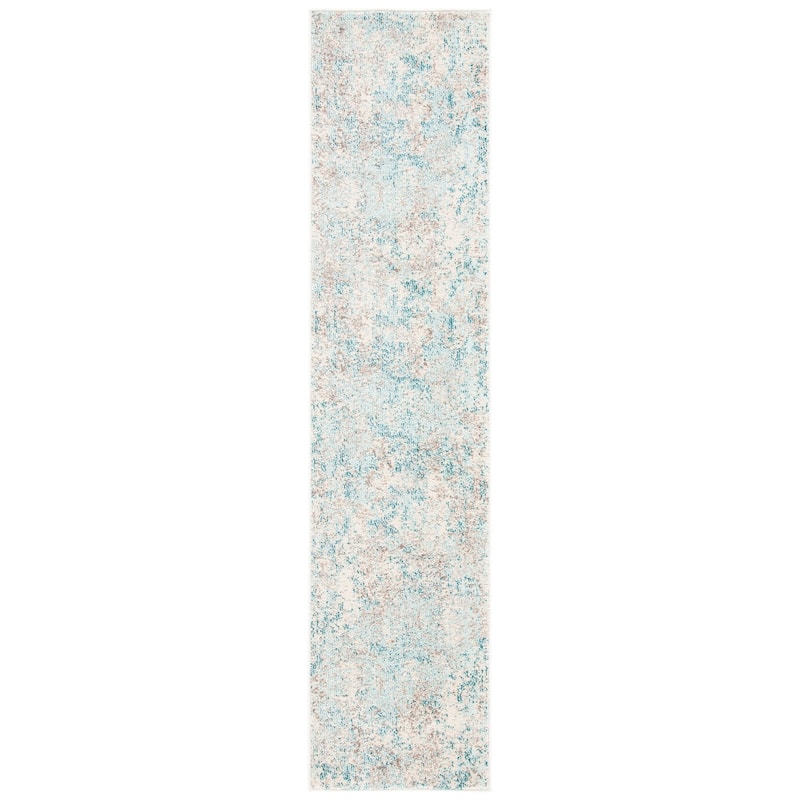 SAFAVIEH Madison Lita Modern Abstract Rug - 2' x 8' Runner - Ivory/Teal
