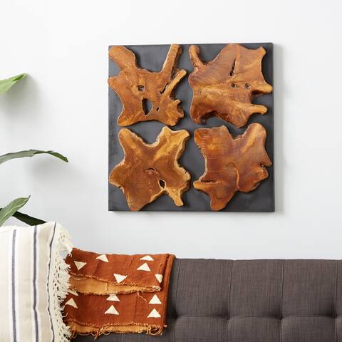 Brown Teak wood Rustic Wall Decor 3 x 32 x 3
