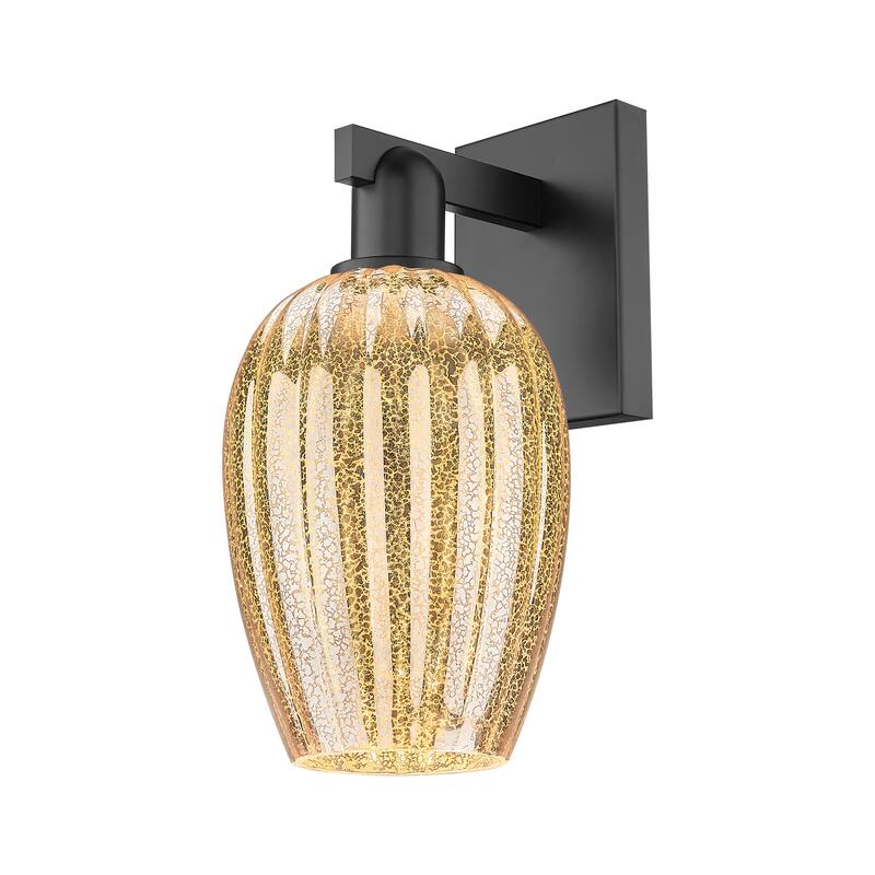 Innovations Lighting Downtown Urban - Preston - 1 Light 6" Flute Shade Wall-mounted Sconce - Mercury/Matte Black