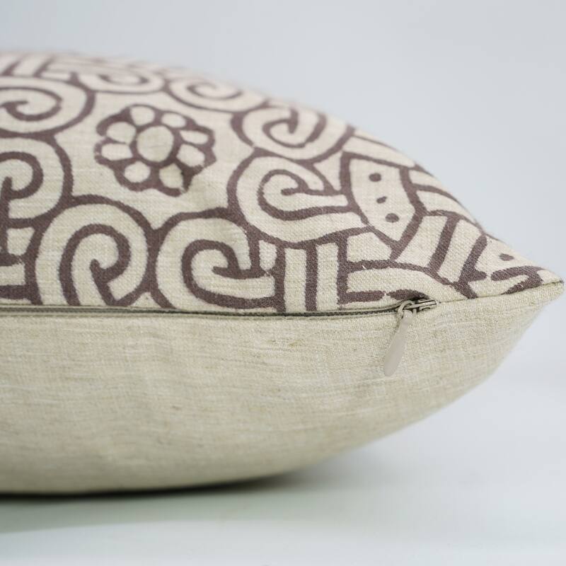 Fabdivine Linen Cushion Cover Floral Throw Handmade Purple Pillow Case for Couch Office Guest Bedroom Farmhouse, Pushaplata