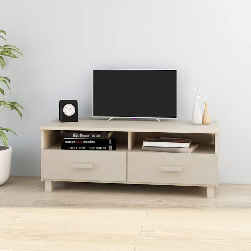 vidaXL TV Stand TV Console Sideboard TV Unit Cupboard HAMAR Solid Wood Pine - 41.7" x 15.7" x 15.7" - Brown