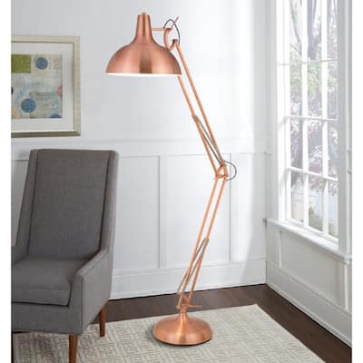 Q-Max Modern Task Floor Lamp with Adjustable Height in Brass Steel Finish