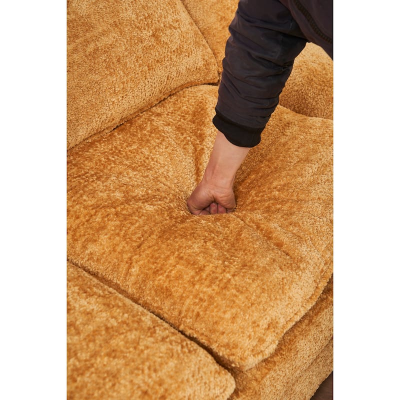 Deep 3-Seat Sofa Couch with Ottoman, Polyester Sofa Sleeper Comfy Upholstered Furniture