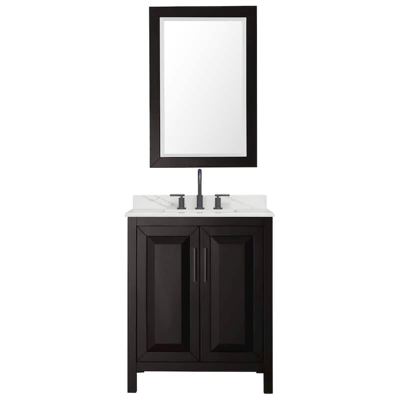 Daria 30-inch Single Vanity, 3 Hole Quartz Top, 24-inch Mirror