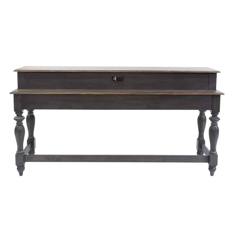 Ocean Isle Slate and Weathered Pine Console Bar Table