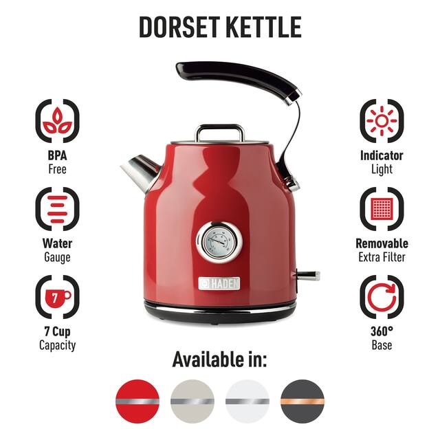 Haden Dorset 1.7L Stainless Steel Electric Tea Kettle w/Auto Shut-Off