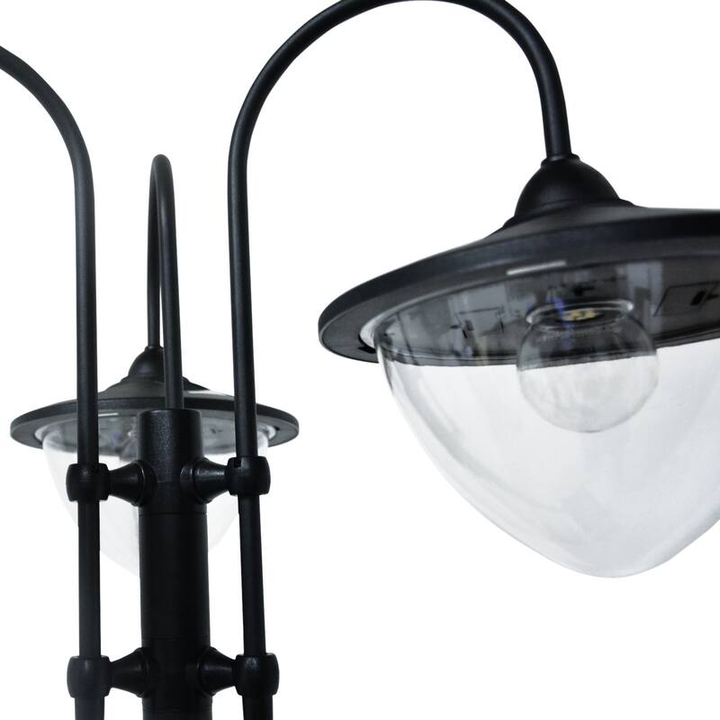 Outsunny 3-head LED Solar Light Lamp Street Light Post with Planter, Solar-powered Lamp Post, Black - 23.5" x 21.75" x 74.5"