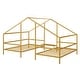 preview thumbnail 16 of 18, Double Twin Size Metal Kids Platform Bed Frame, Modern House Bed with Built-in Small Bedside Table