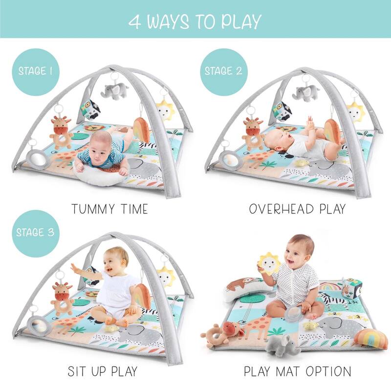 The Peanutshell Safari 123 7-in-1 Activity Play Gym & Play Mat for Baby - Blue