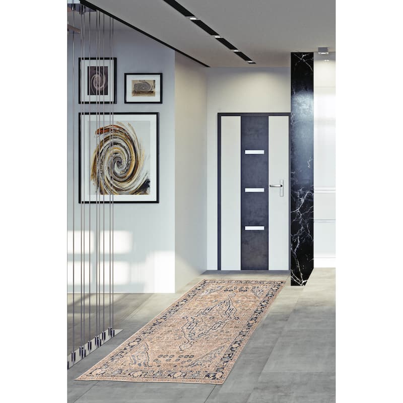 ECARPETGALLERY Hand-knotted Antalya Vintage Tan Wool Rug - 4'6 x 10'0