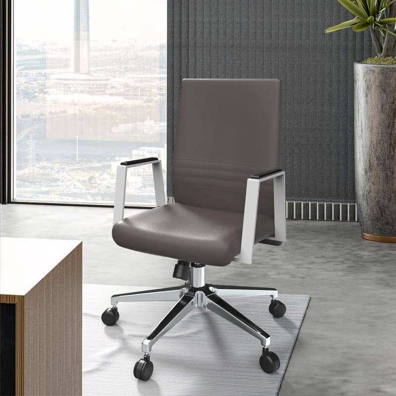 Aleen Ergonomic Leather Office Chair with Iron Frame,Tilt, Swivel, Adjustable Height for Home or Executive Computer Desk