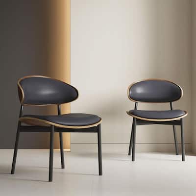 Modern Dining Chair 2 Piece Set Ergonomic Foam-Padded Chairs with Curved Backrest - 18.5"Wx18.5"Dx29.13"H