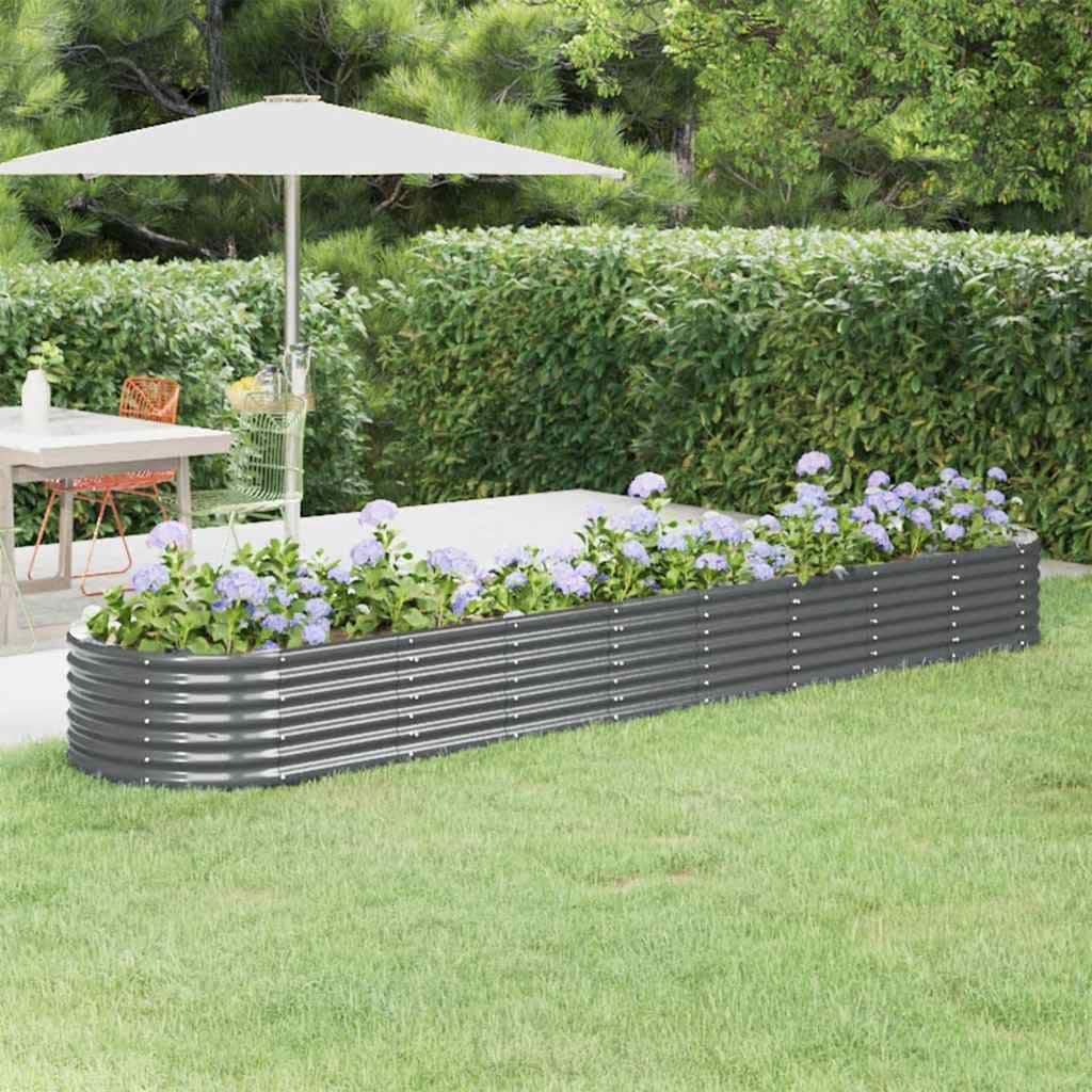 vidaXL Raised Garden Bed Raised Flower Bed Galvanized Steel Outdoor Planter