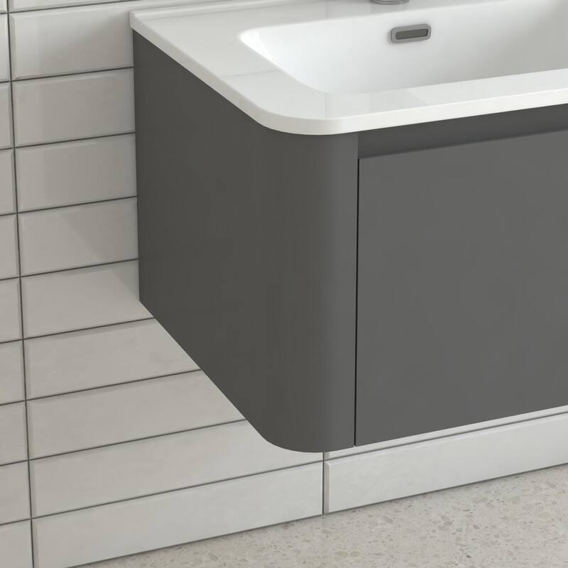 GDF Studio - Greyson American Design Floating Bathroom Vanity with Integrated Ceramic Basin and Soft-Close Drawer