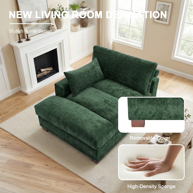 42"W Chenille Upholstered Chaise Lounge