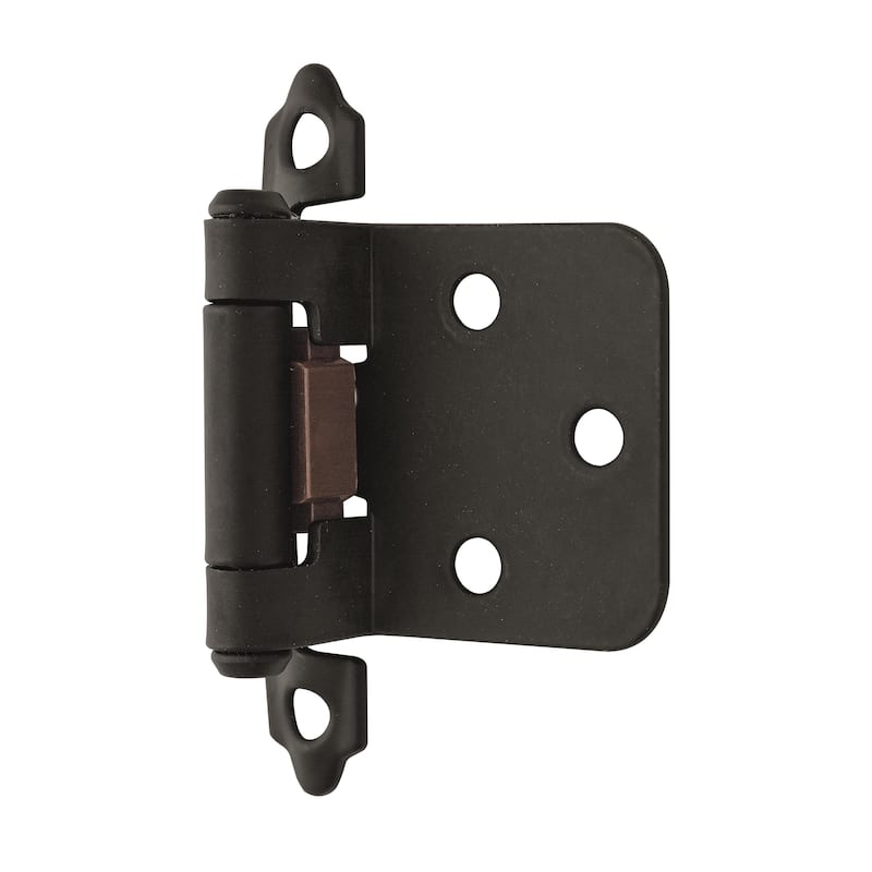 Variable Overlay Self-Closing, Face Mount Flat Black Hinge - 1 Pair - 2.75