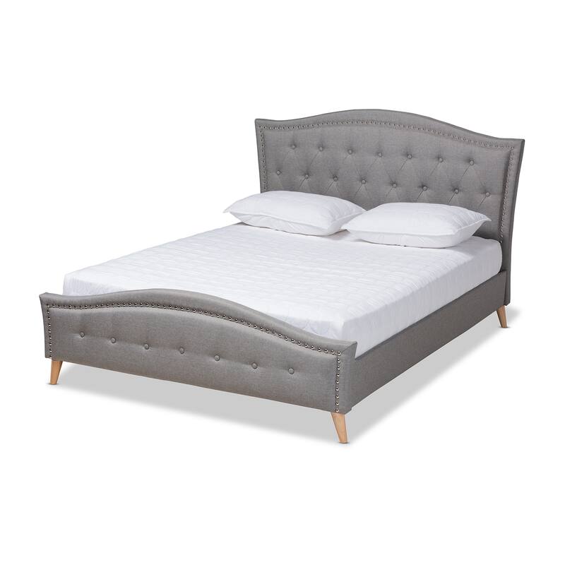 Contemporary Fabric Platform Bed - Gray - King