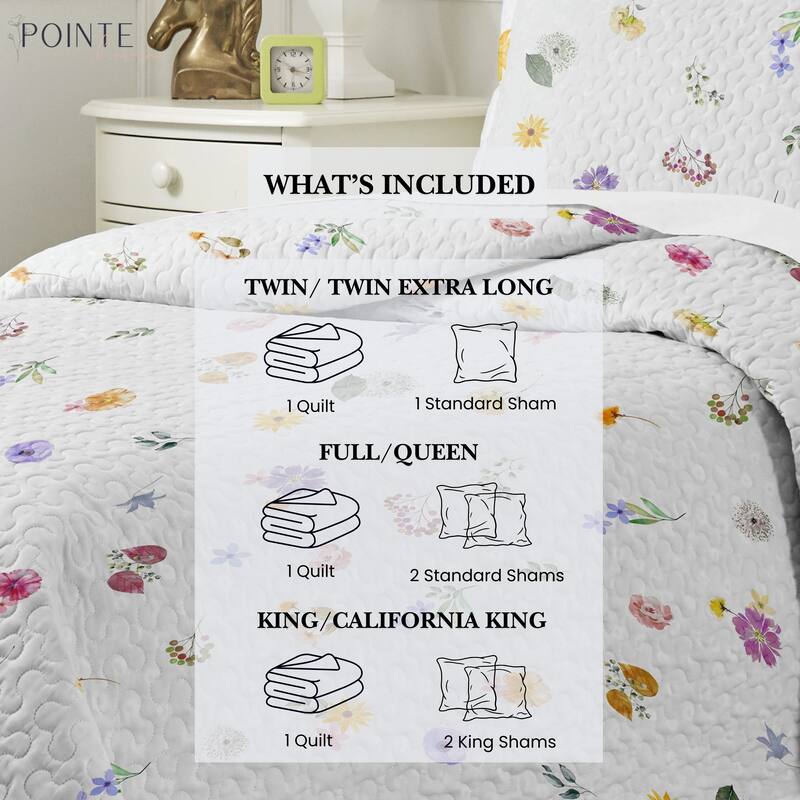 Pointehaven Percale Cotton Oversized Printed Scroll Design Quilt Set
