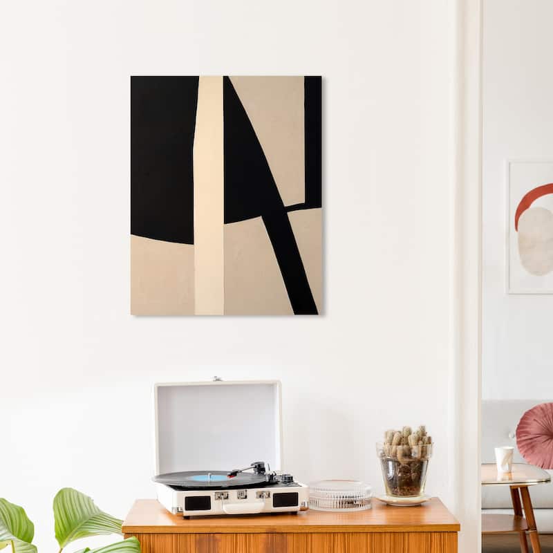 Wynwood Studio Canvas Abstract Mat in Earthtones Black and Tan Modern & Contemporary Wall Art Canvas Print - 20 x 24