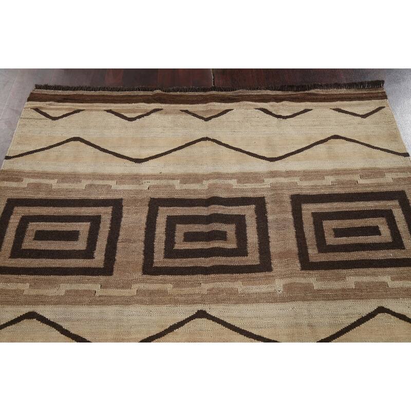 Kilim Natural Dye Geometric Tribal Oriental Area Rug Wool Flat-woven - 5'4" x 9'11"