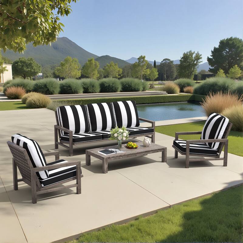 22''D x 21''W x 3.5''T Patio Fabric Outdoor Seat Cushions Set (Seat & Back)