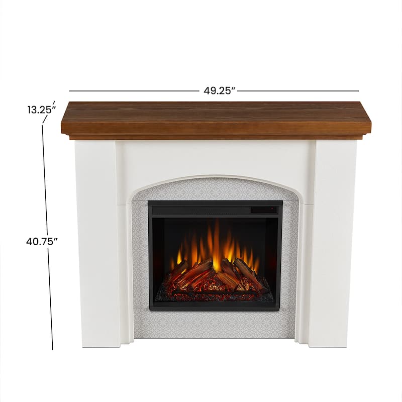 Anika 49" Electric Fireplace Mantel in White Stucco by Real Flame