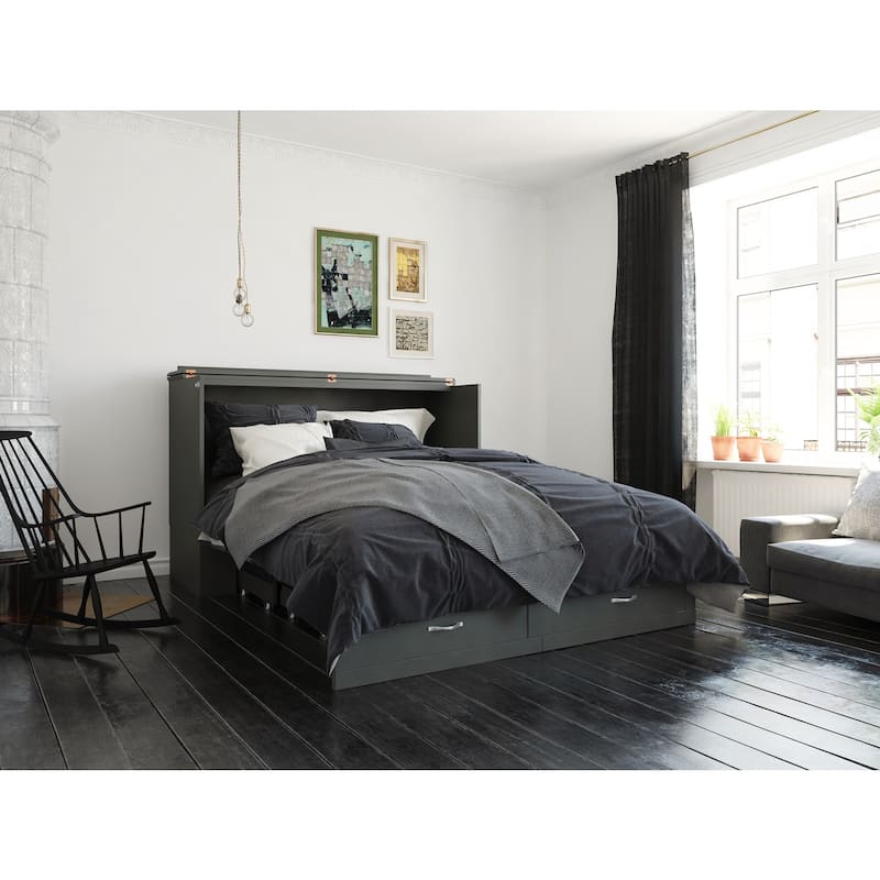 Murphy Bed Chest with Mattress & Charging - Space Saving Folding Bed