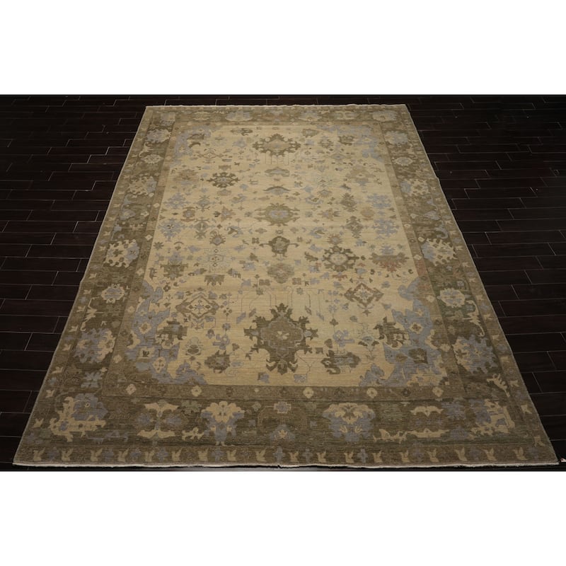 9'11''x13'4'' Hand Knotted Crafts Beige Oushak Wool Oriental Rug - 9' 11'' x 13' 4''