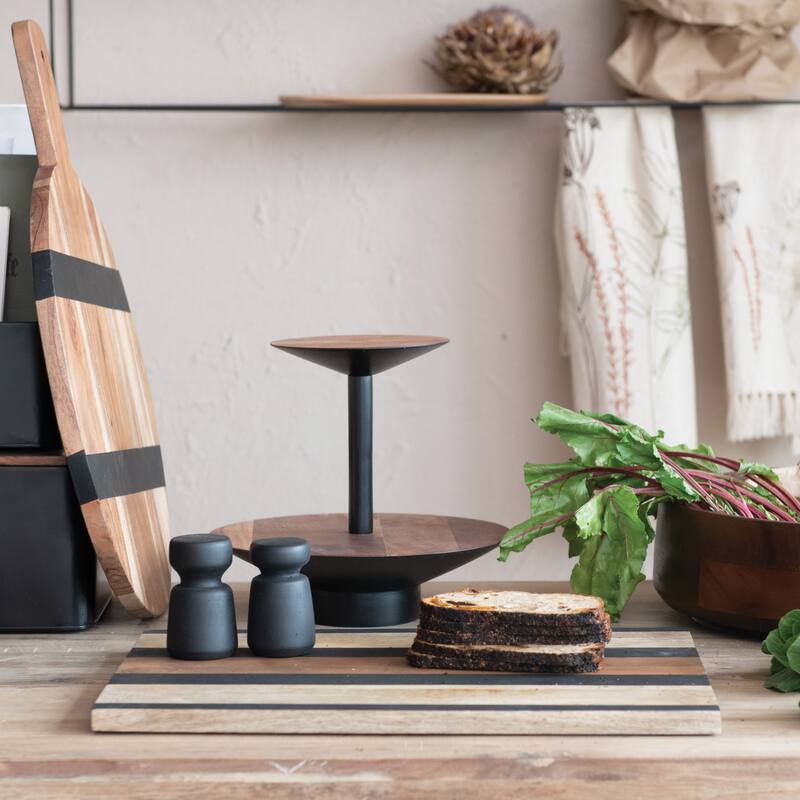 Mango Wood Cheese and Cutting Board with Stripes