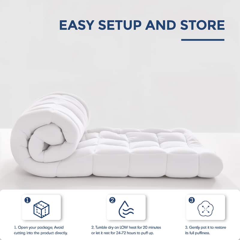 Madison Park Heavenly Soft Overfilled Plush Down Alt. Waterproof Mattress Pad - White