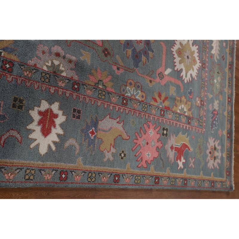 All-Over Floral Oushak Indian Area Rug Handmade Wool Carpet - 9'1"x 11'9"