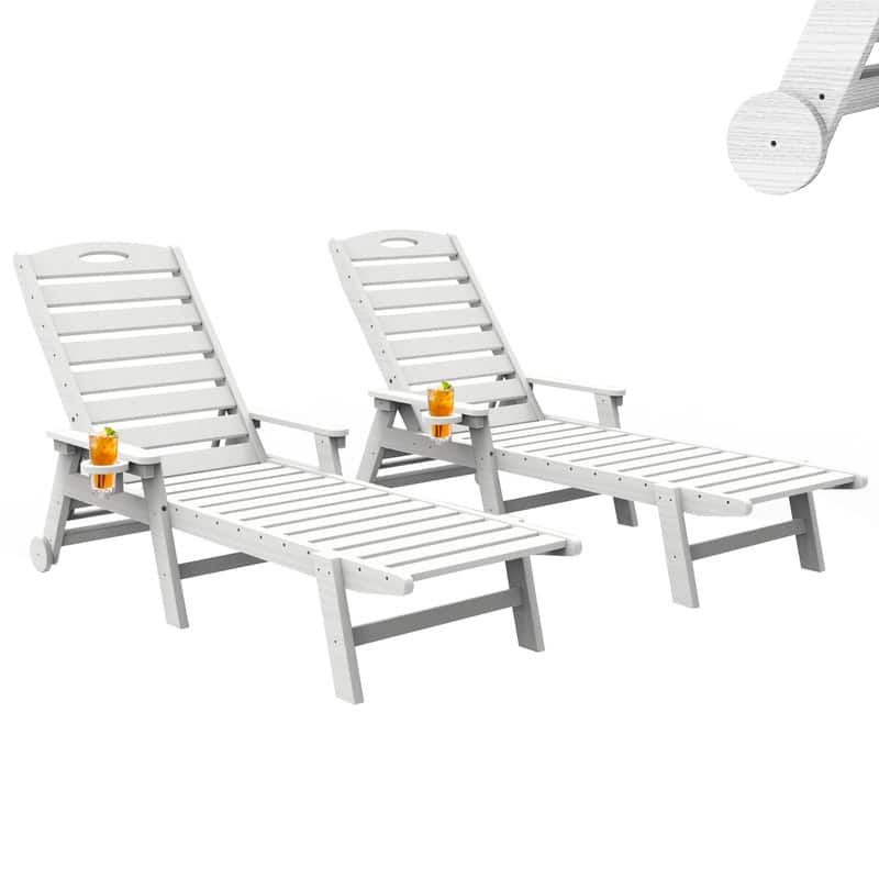 Domi Patio Lounge Chair Outdoor, HDPE Outdoor Chaise Lounge with Reclining Backrest, Pool Lounger Chair for Outside, Poolside