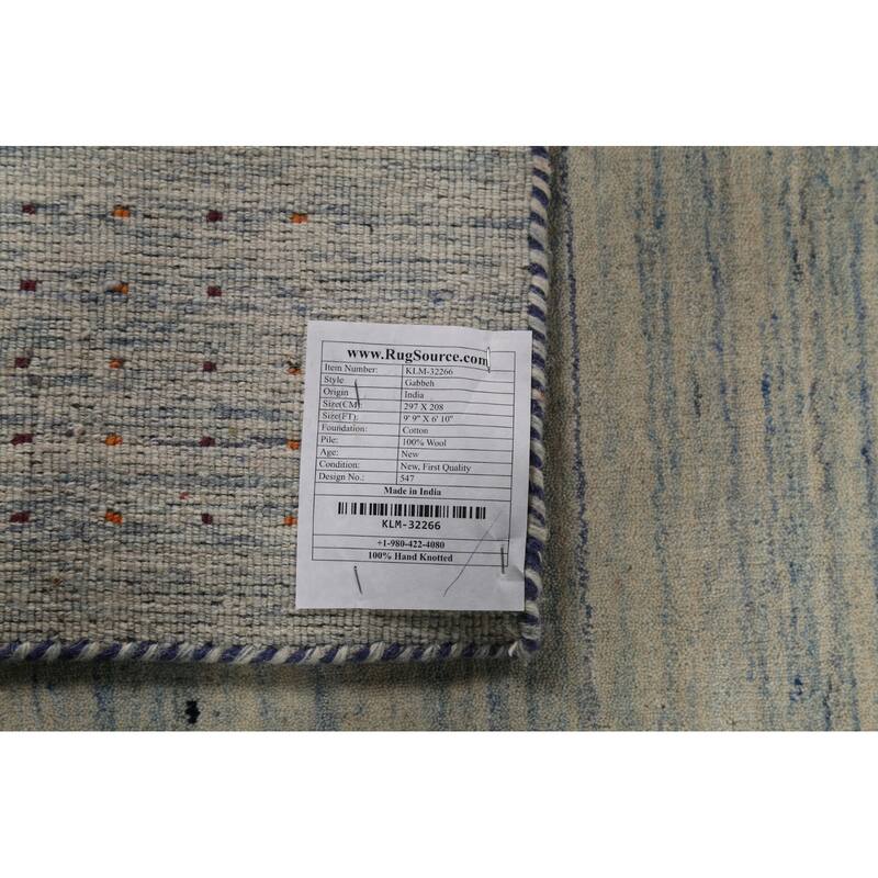 Striped Gabbeh Oriental Area Rug Handmade Wool Carpet - 6'10"x 9'9"