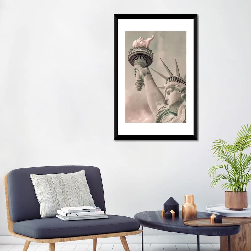 iCanvas "New York City Statue Of Liberty Urban Vintage Style" by Melanie Viola PFA