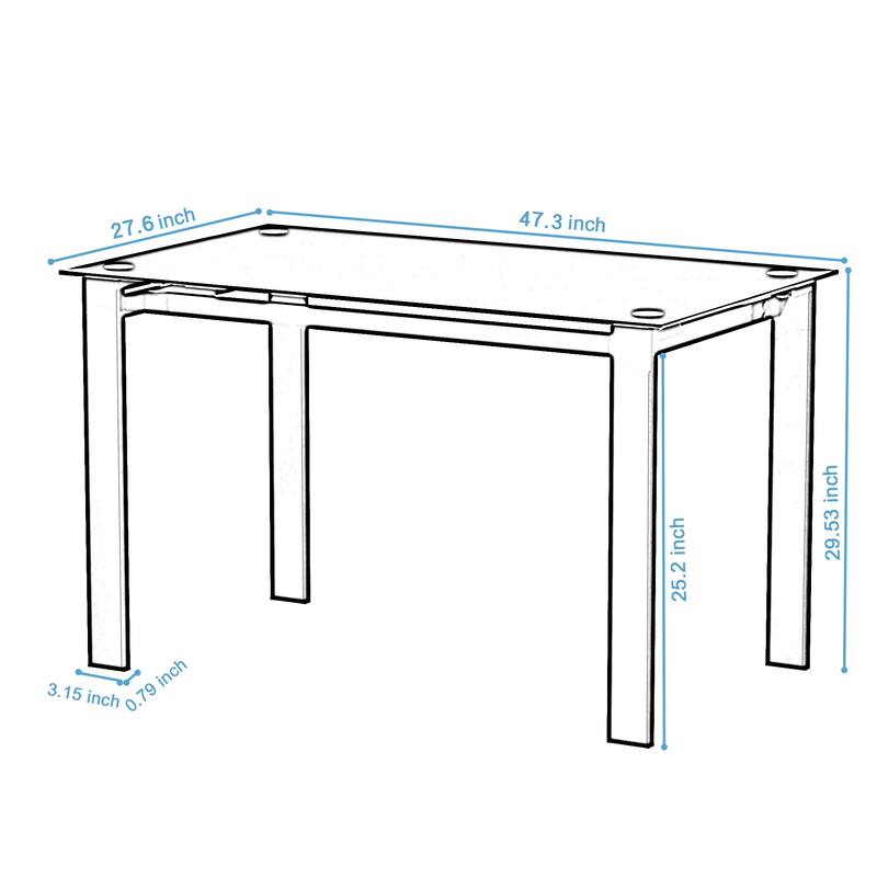 5 Pieces Dining Table Set with Rectangular Tempered Glass Dining Table