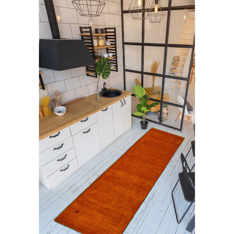 Kashkuli Gabbeh Burnt Orange Rug 2'6" x 6'5" - 2'6 x 6'5