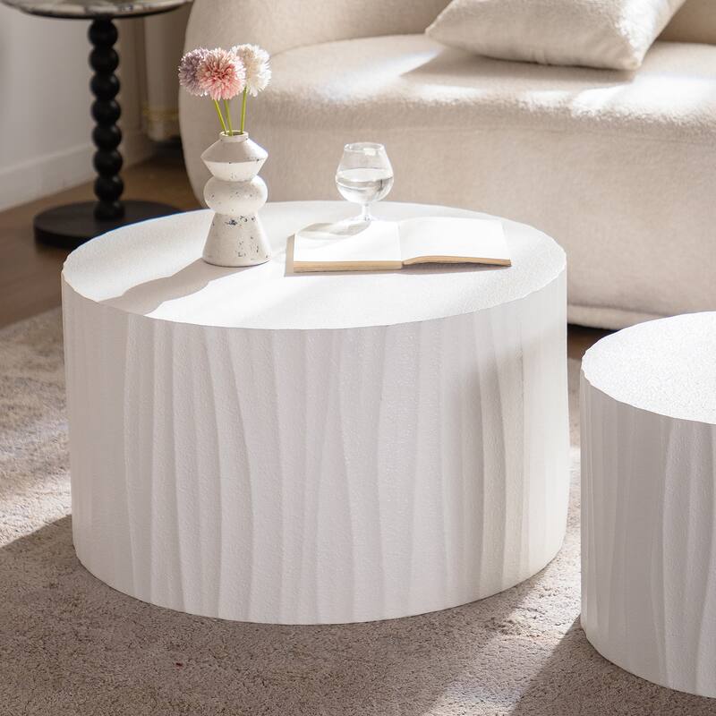Nesting Coffee Table Set of 2 Round Wooden Coffee Tables Circle Modern Table for Living Room Bedroom Accent End Side Table