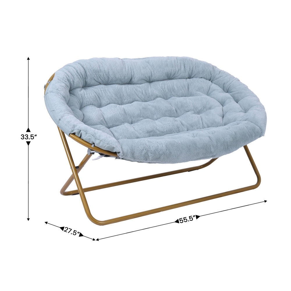 Folding Synthetic Fur Double Saucer Chair with Steel Frame N A Bed Bath Beyond 40650862
