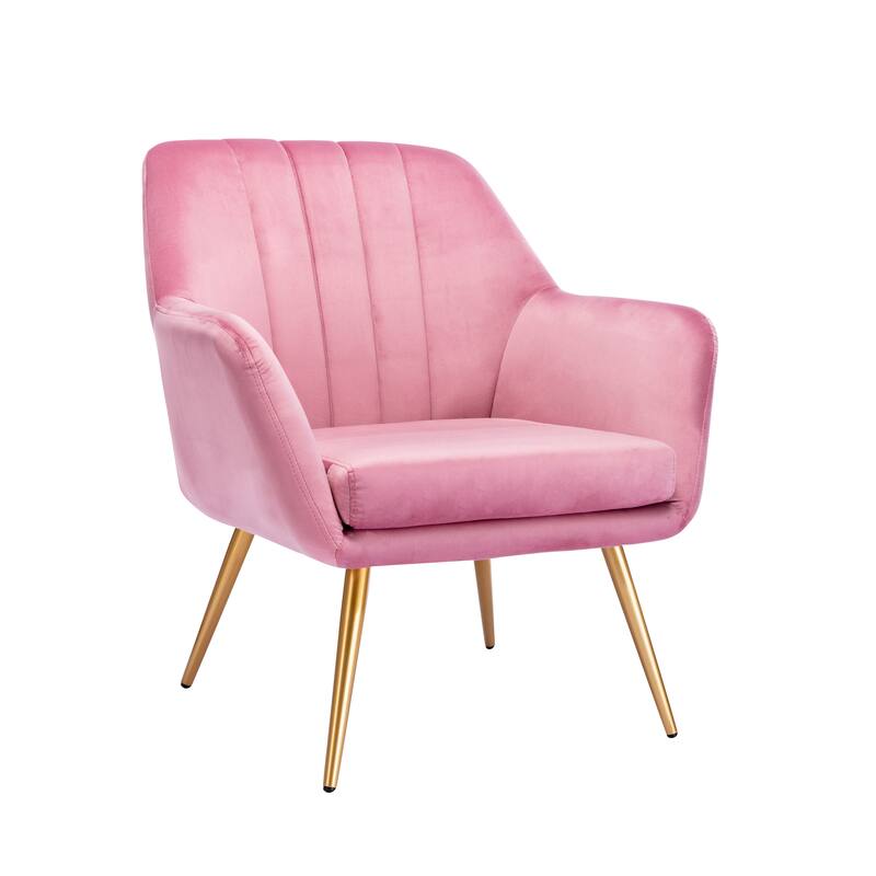 Porthos Home Hania Dining Chair, Velvet Upholstery, Gold Chrome Legs - Pink