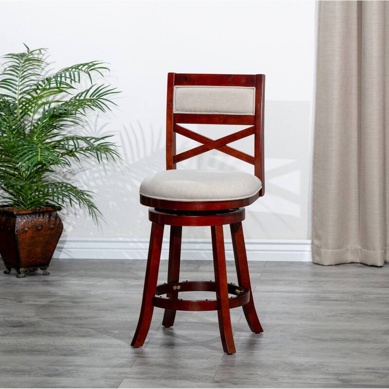 Bar Height X-Back Swivel Stool,Fabric Seat - Single - White - Counter Height