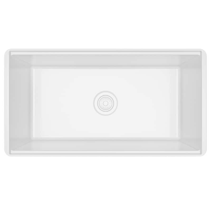 Karran 33" Single Bowl Workstation Fireclay Kitchen Sink with Reversible Fluted Apron Front