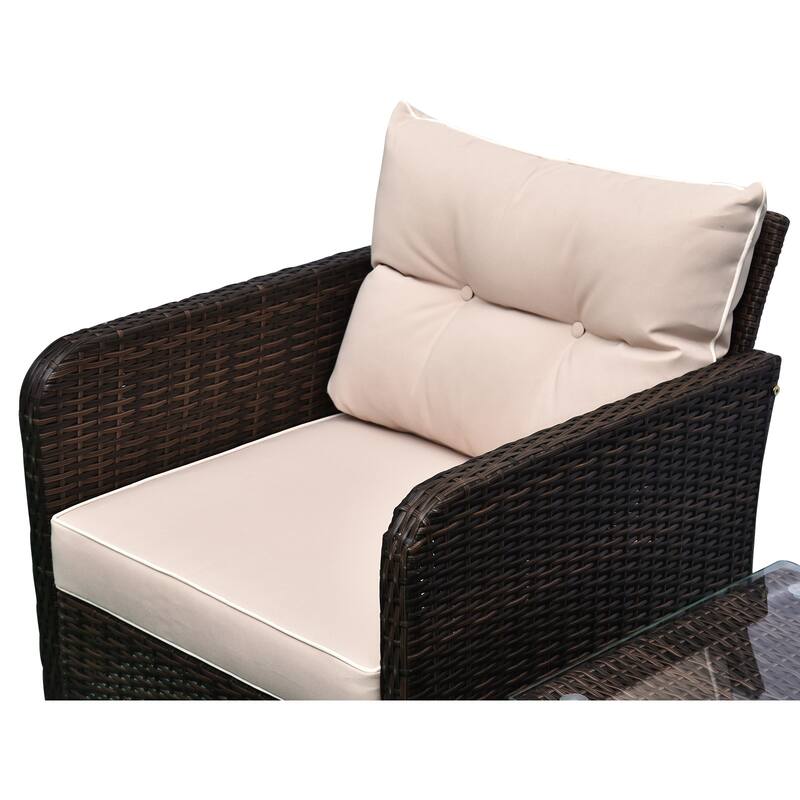 Outsunny 5-piece Wicker Patio Chairs, Ottomans, and Coffee Table Set