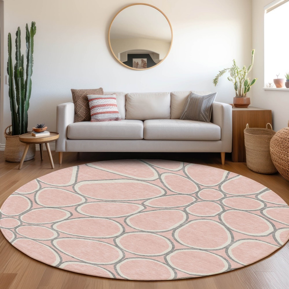 Machine Washable Indoor/ Outdoor Modern Bubbles Chantille Rug